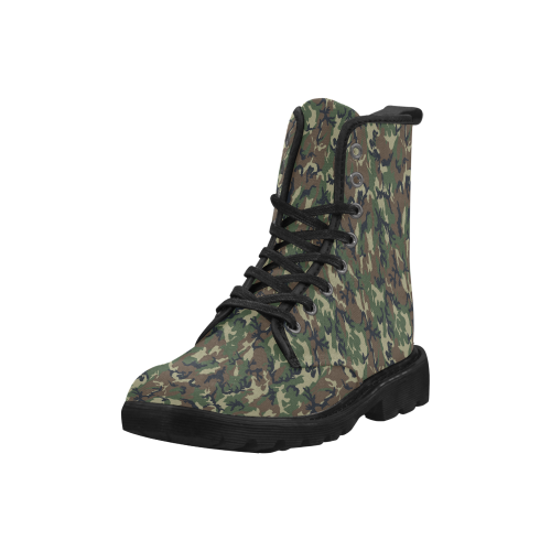 Woodland Forest Green Camouflage Martin Boots for Men (Black) (Model 1203H)