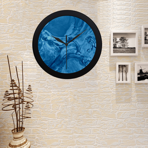 Swirl Blue. Circular Plastic Wall clock