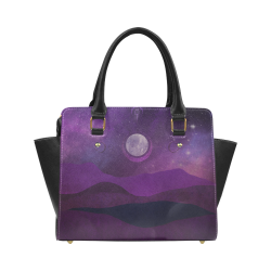Purple Moon Night Classic Shoulder Handbag (Model 1653)