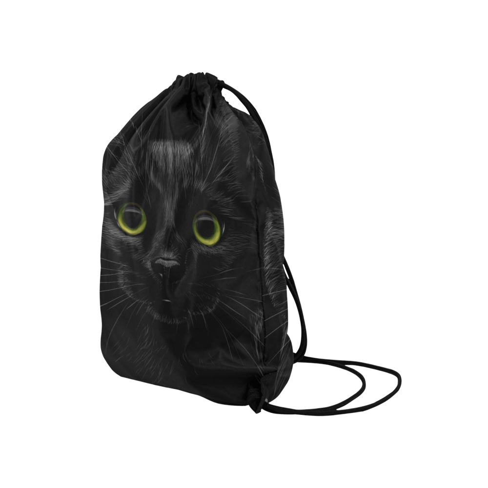 Black Cat Medium Drawstring Bag Model 1604 (Twin Sides) 13.8"(W) * 18.1"(H)