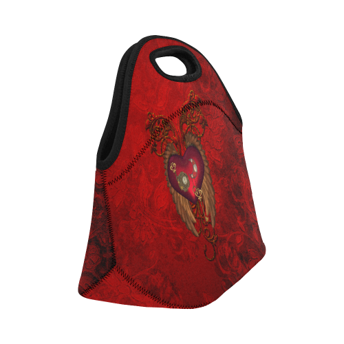 Beautiful heart, wings, clocks and gears Neoprene Lunch Bag/Small (Model 1669)