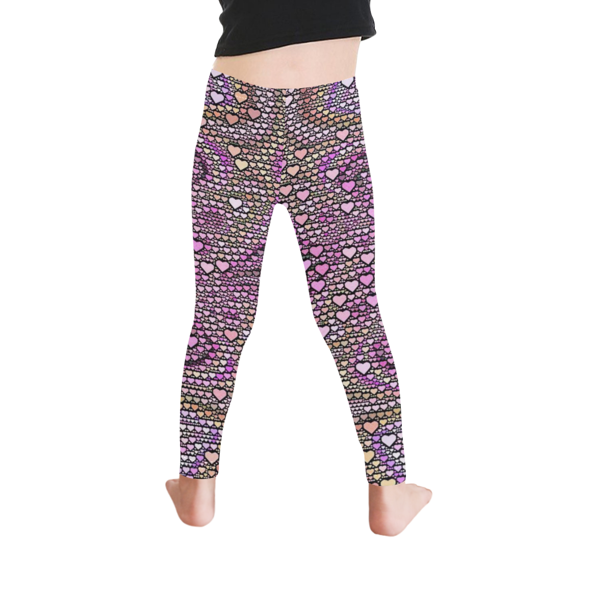 hearts everywhere C by JamColors Kid's Ankle Length Leggings (Model L06)