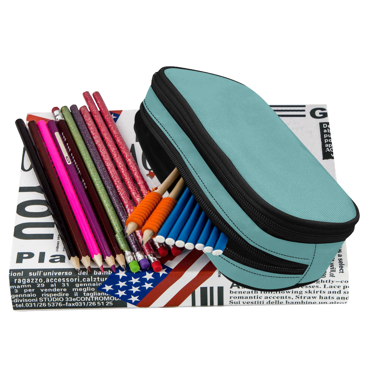 color cadet blue Pencil Pouch/Large (Model 1680)