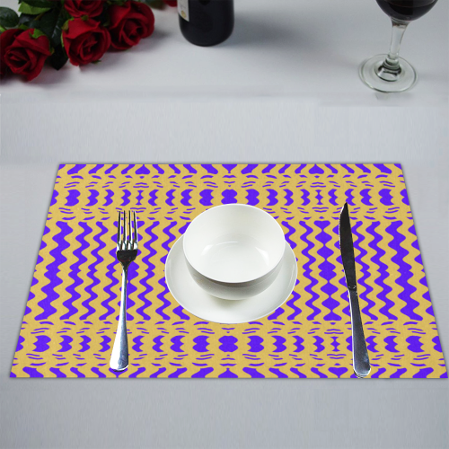 Purple Yellow Modern  Waves Lines Placemat 14’’ x 19’’ (Set of 4)