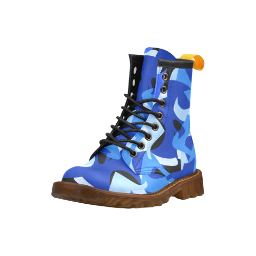 Camouflage Abstract Blue and Black High Grade PU Leather Martin Boots For Women Model 402H
