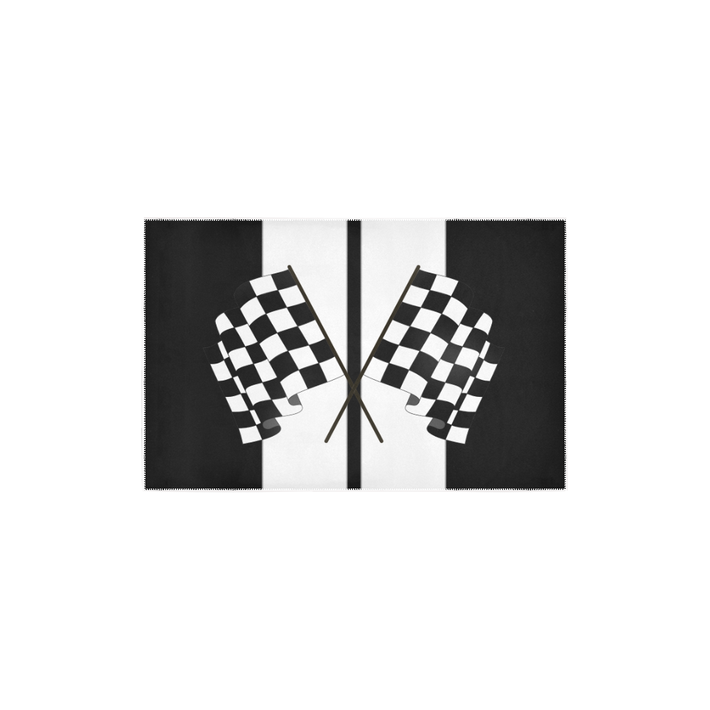 Checkered Flags, Race Car Stripe Black and White Area Rug 2'7"x 1'8‘’