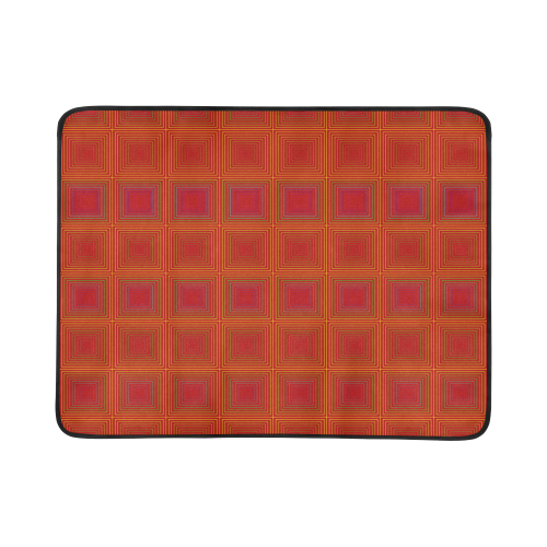 Red orange golden multicolored multiple squares Beach Mat 78"x 60"