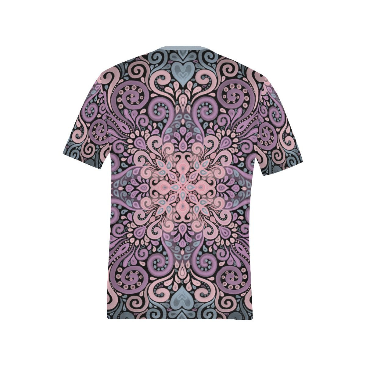 Pink, purple blue, Boho Ornate Watercolor Mandala Men's All Over Print T-Shirt (Solid Color Neck) (Model T63)