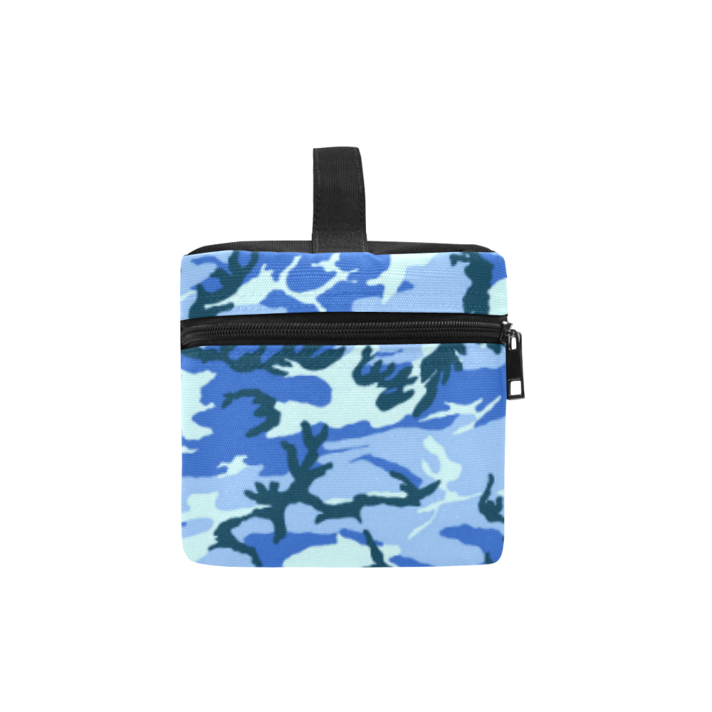 Woodland Blue Camouflage Cosmetic Bag/Large (Model 1658)