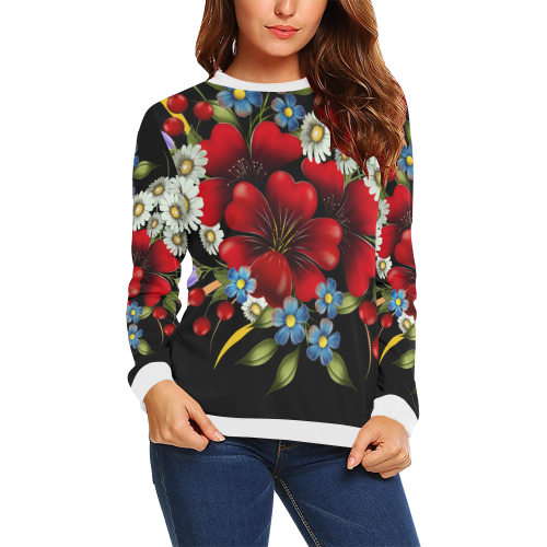 Bouquet Of Flowers All Over Print Crewneck Sweatshirt for Women (Model H18)