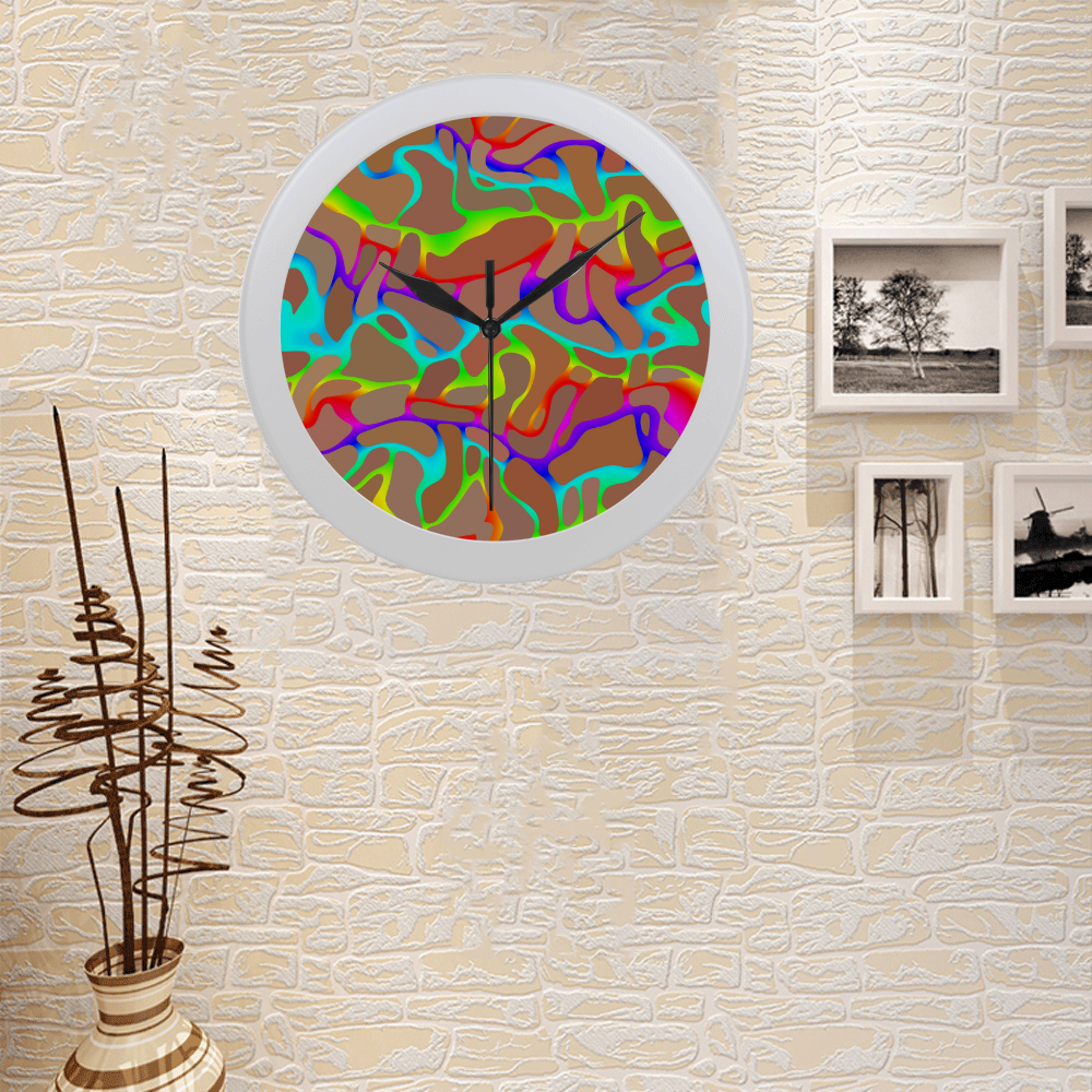 Colorful wavy shapes Circular Plastic Wall clock