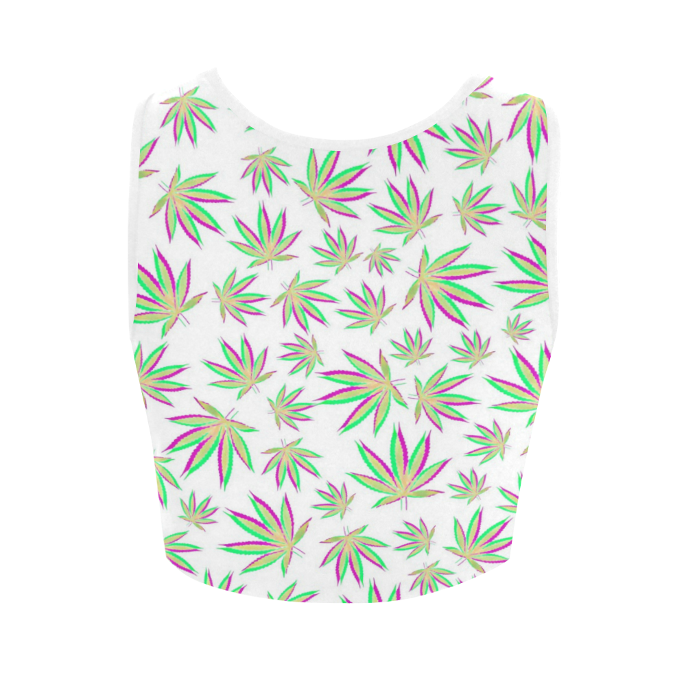 420 Weed Print Women's Crop Top (Model T42)