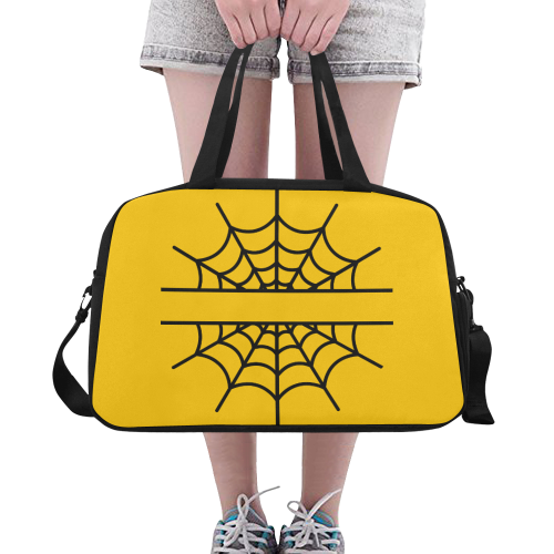 Spiderweb Yellow Fitness Handbag (Model 1671)