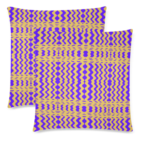 Purple Yellow Modern  Waves Lines Custom Zippered Pillow Cases 18"x 18" (Twin Sides) (Set of 2)