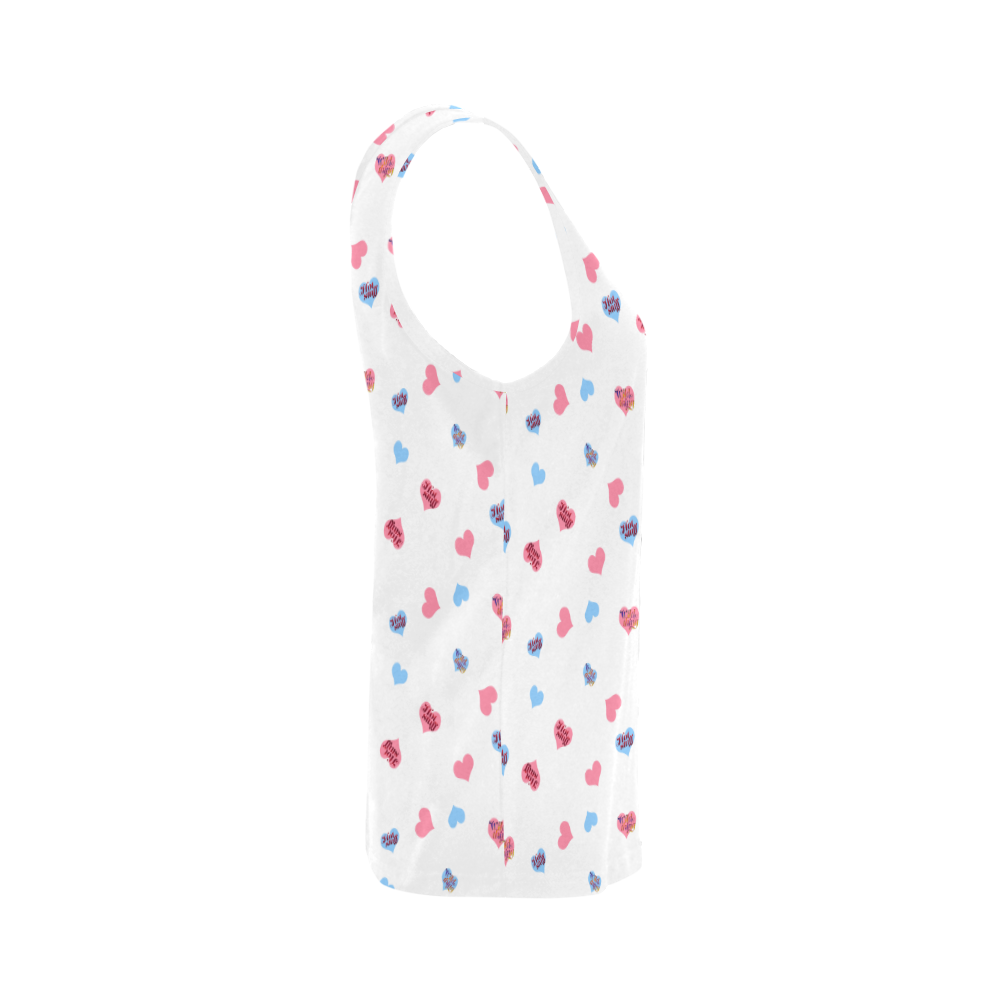 Pink-Blue-Hearts Wild-Thing Hot-Stuff All Over Print Tank Top for Women (Model T43)