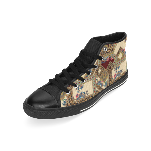 Luxury Abstract Design High Top Canvas Shoes for Kid (Model 017)