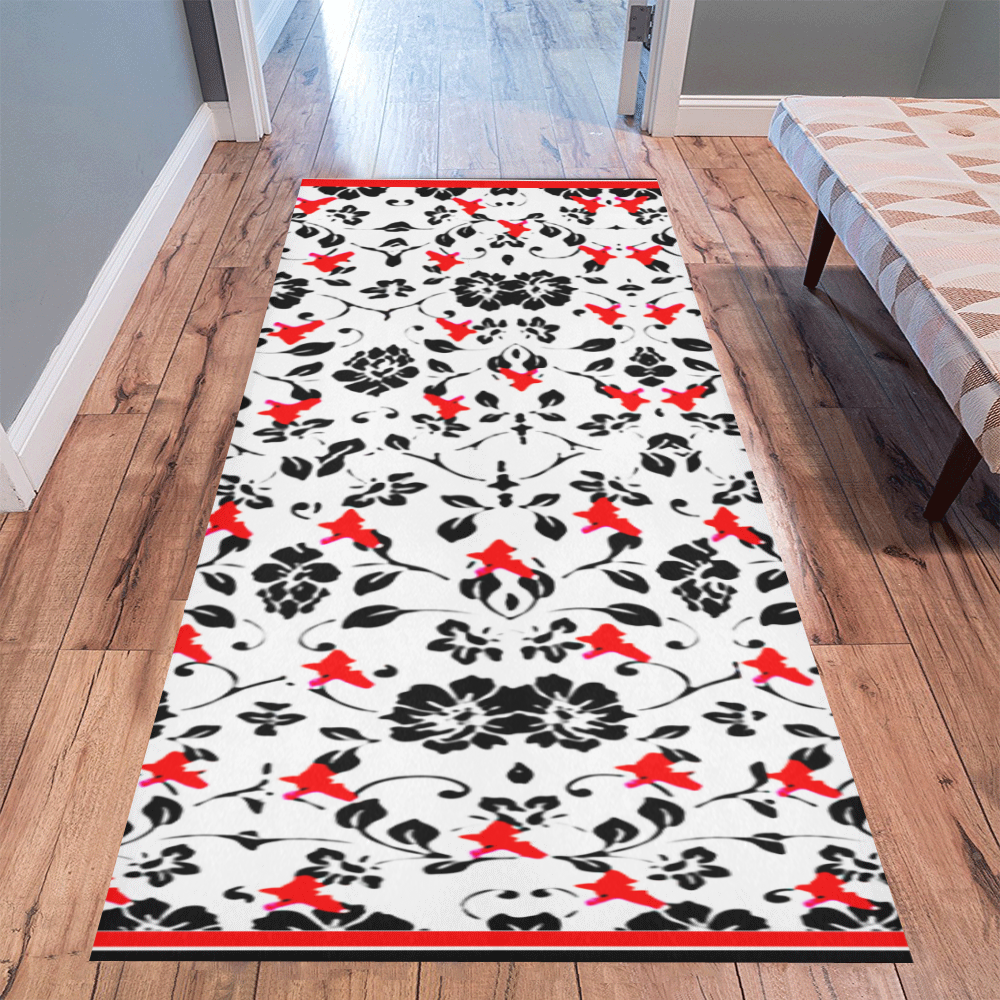 Tiny red and black area rug 10x3x3 Area Rug 9'6''x3'3''