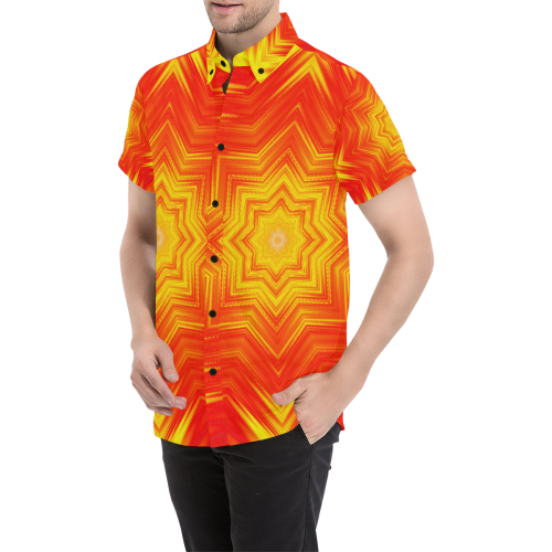 Fiery Crosshatch Men's All Over Print Short Sleeve Shirt (Model T53)