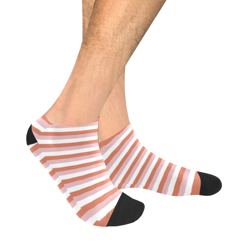 Coral Stripes Men's Ankle Socks
