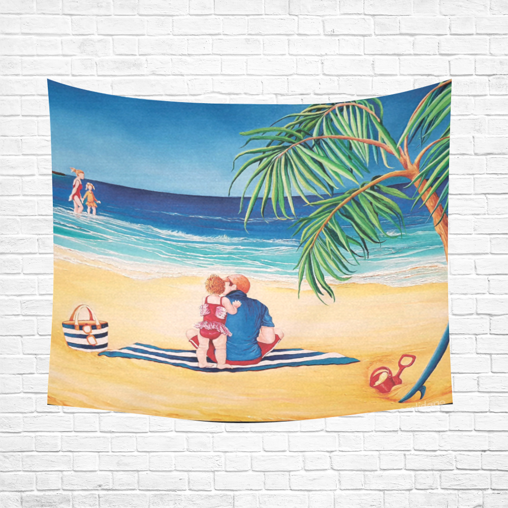 BEACH DAY Cotton Linen Wall Tapestry 60"x 51"