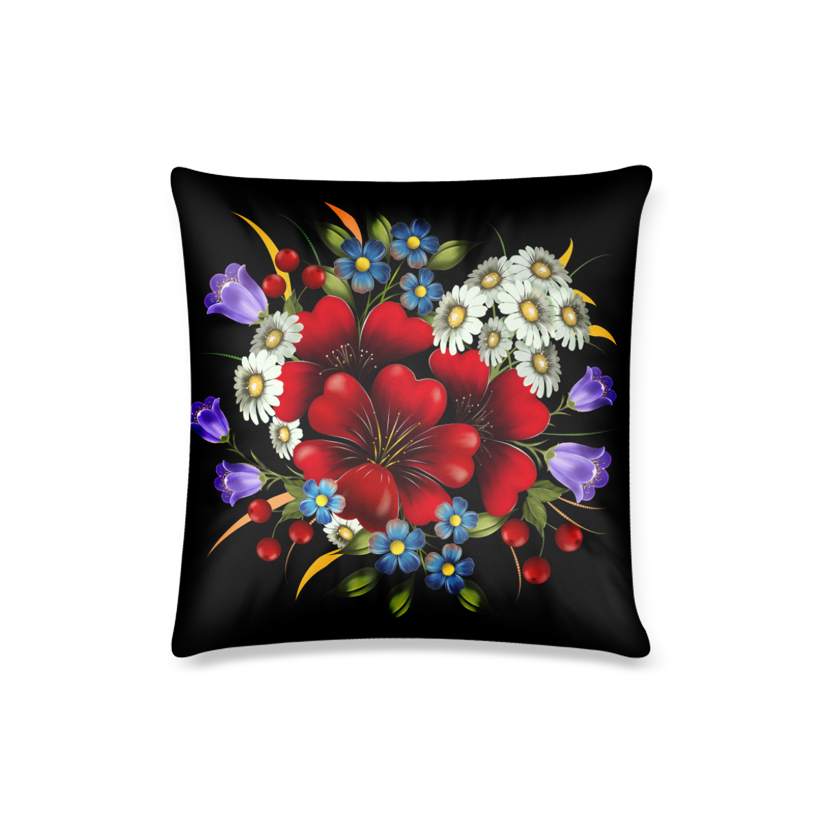 Bouquet Of Flowers Custom Pillow Case 16"x16"  (One Side Printing) No Zipper