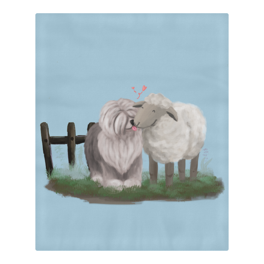 sheepdog and the sheep-big fence 3-Piece Bedding Set