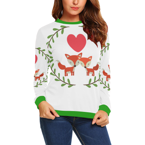White foxes All Over Print Crewneck Sweatshirt for Women (Model H18)