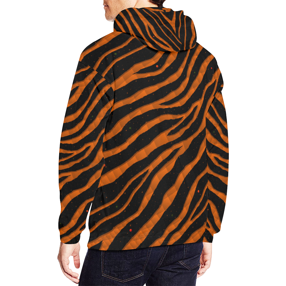Ripped SpaceTime Stripes - Orange All Over Print Hoodie for Men (USA Size) (Model H13)