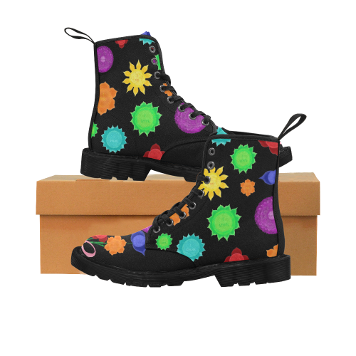 little flowers Martin Boots for Women (Black) (Model 1203H)