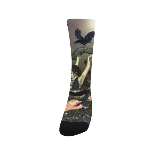 Beautiful fairy with crow Trouser Socks (For Men)