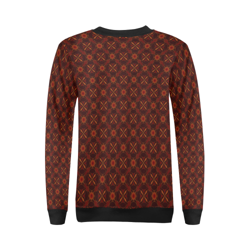 Brown Geometric Pattern All Over Print Crewneck Sweatshirt for Women (Model H18)