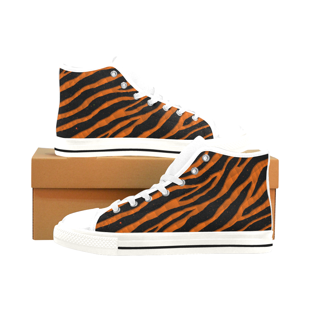 Ripped SpaceTime Stripes - Orange Men’s Classic High Top Canvas Shoes /Large Size (Model 017)