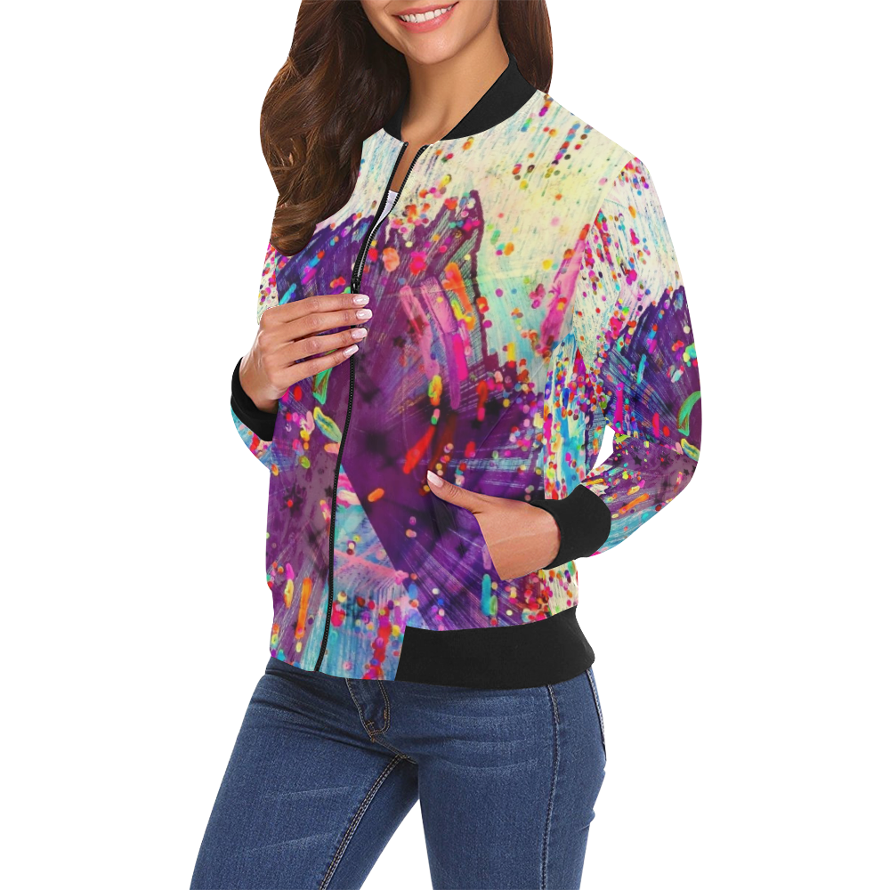 Paint Popart by Nico Bielow All Over Print Bomber Jacket for Women (Model H19)