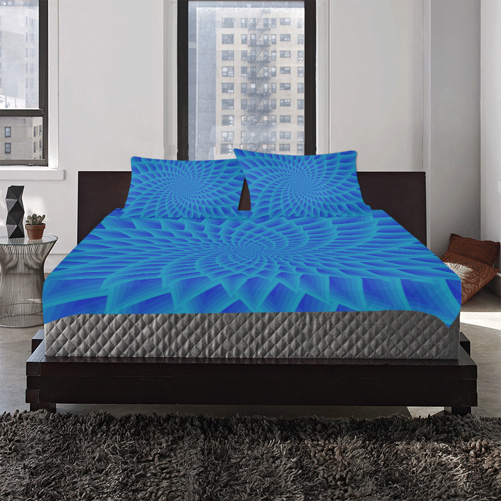 Blue net 3-Piece Bedding Set