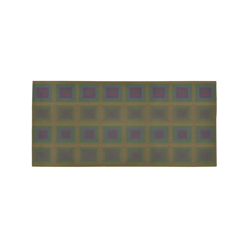 Pale purple golden multicolored multiple squares Area Rug 7'x3'3''
