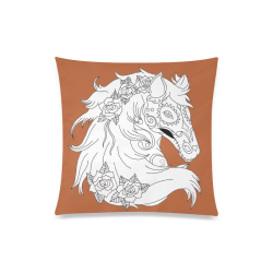 Color Me Sugar Skull Horse Rust Custom Zippered Pillow Case 20"x20"(Twin Sides)