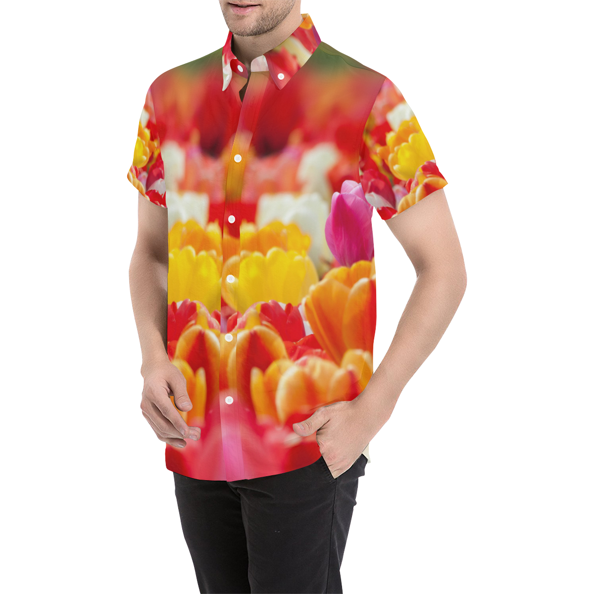 Tulip20170402_by_JAMColors Men's All Over Print Short Sleeve Shirt (Model T53)