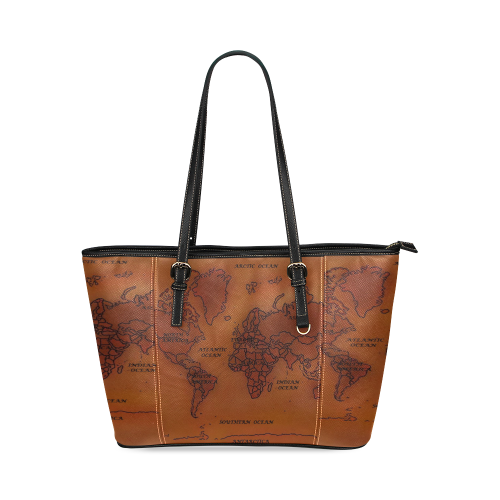Grounded World Leather Tote Bag/Small (Model 1640)
