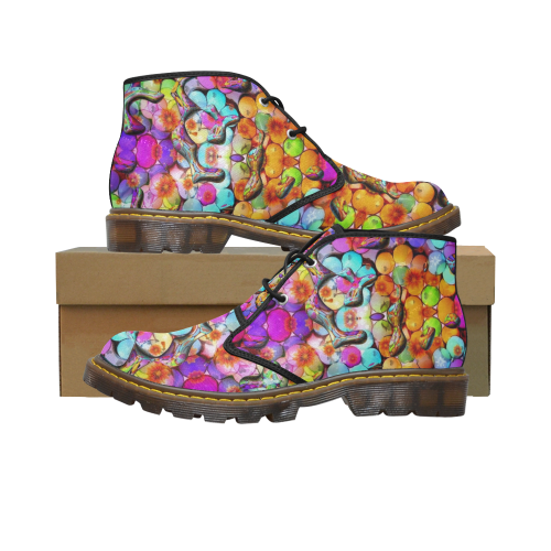 Candy Flower Drops by Nico Bielow Men's Canvas Chukka Boots (Model 2402-1)