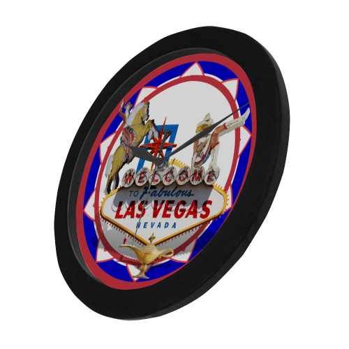 LasVegasIcons Poker Chip - Vegas Sign Circular Plastic Wall clock