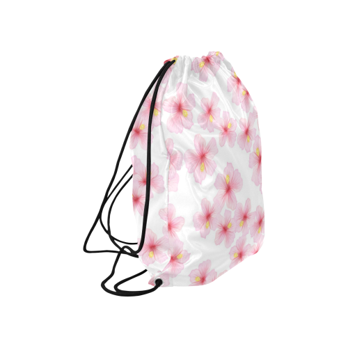 Pink Flowers Large Drawstring Bag Model 1604 (Twin Sides)  16.5"(W) * 19.3"(H)