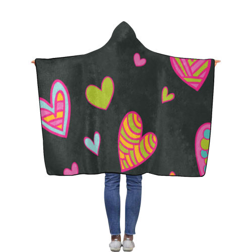 manta de franela multicorazones Flannel Hooded Blanket 40''x50''