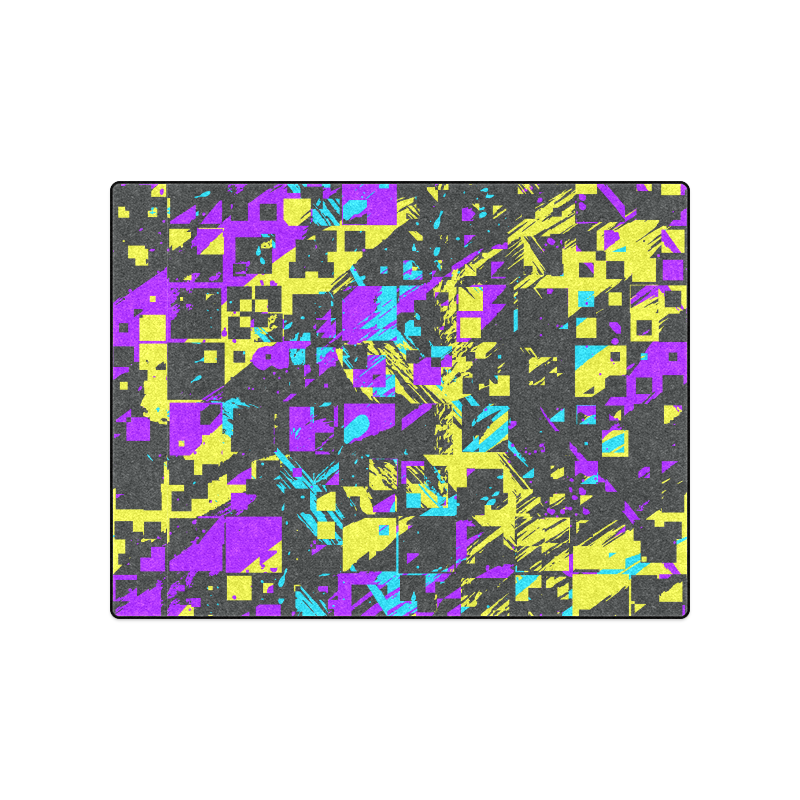 Purple yelllow squares Blanket 50"x60"