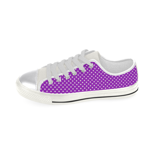 Lavander polka dots Canvas Women's Shoes/Large Size (Model 018)