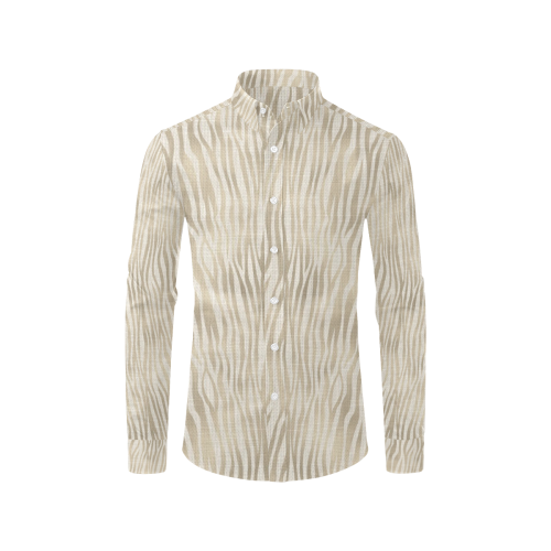 Linen Vertical Tiger Animal Print Men's All Over Print Casual Dress Shirt (Model T61)