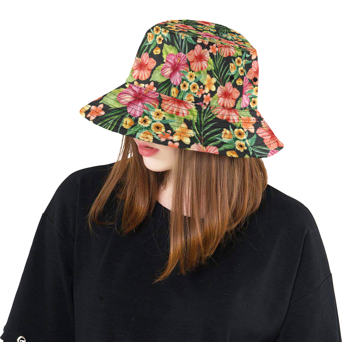 Awesome Tropical Hibiscus All Over Print Bucket Hat