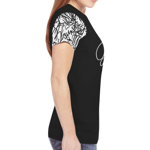 T shirt Black Graffti 1 GV New All Over Print T-shirt for Women (Model T45)