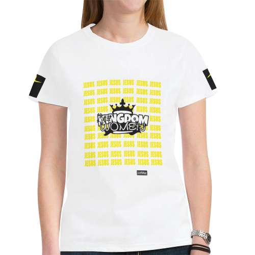 White/ Yellow New All Over Print T-shirt for Women (Model T45)