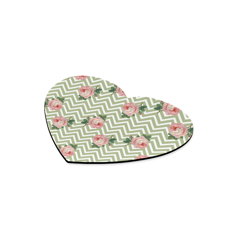 green chevron rose Heart-shaped Mousepad