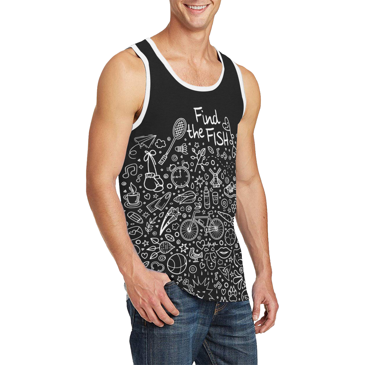 Picture Search Riddle - Find The Fish 2 Men's All Over Print Tank Top (Model T57)